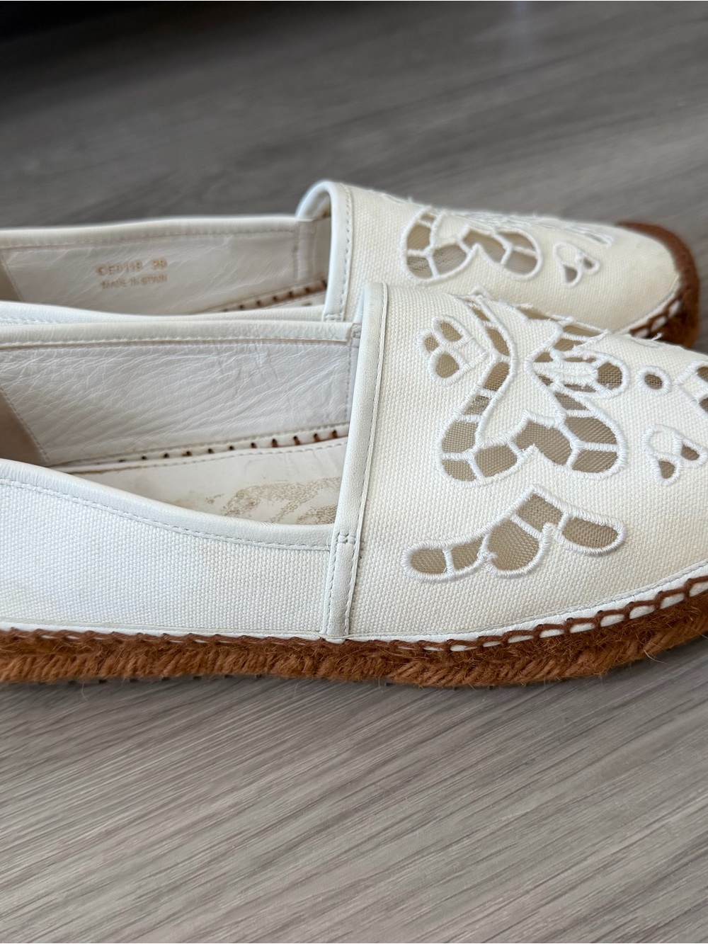 Dolce & Gabbana White Canvas Cutout Espadrille Slip-Ons
